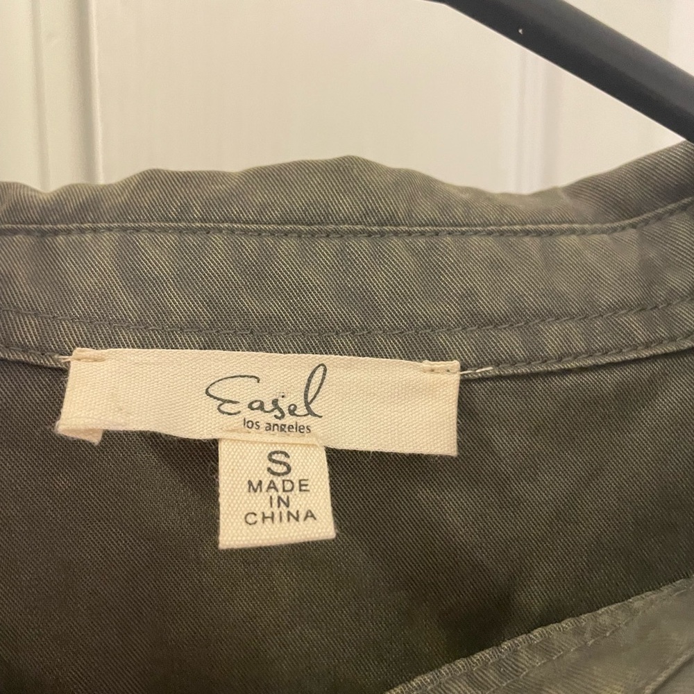 Easel shirt dress pockets army green small 100% tencel - Picture 3 of 4